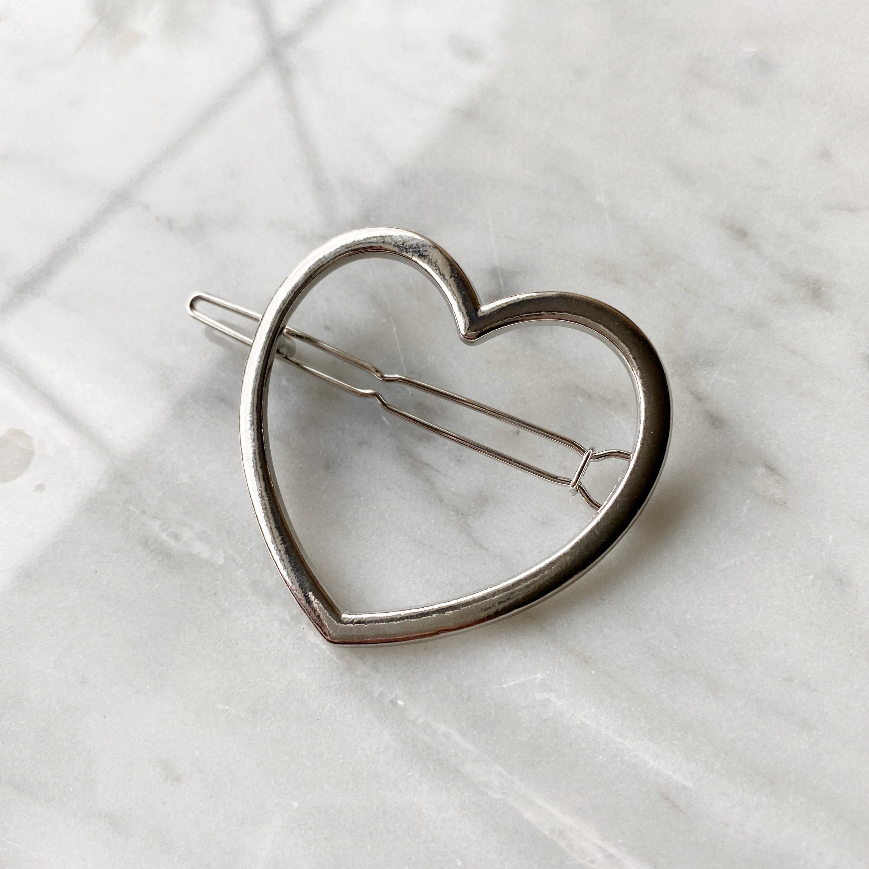 Heart Hair Clip - Silver