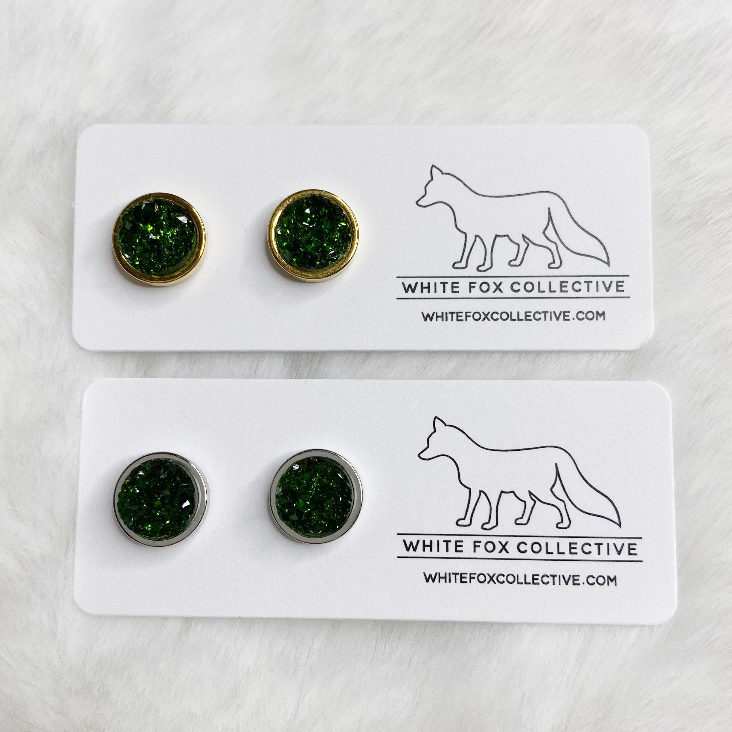 Faux Druzy Earrings - Emerald