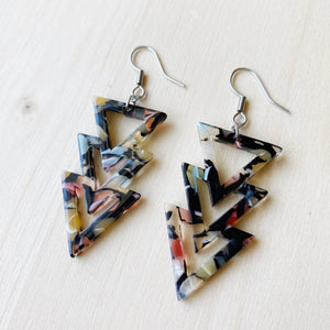 Triangle Drop Acetate Earrings - Multicolour