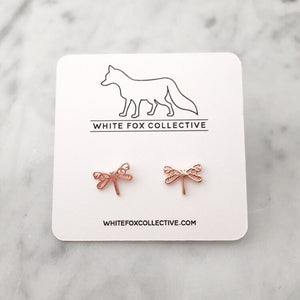 Dragonfly Earrings - Rose Gold