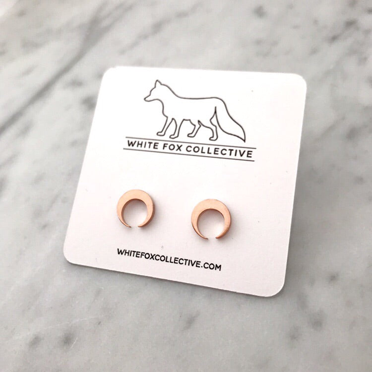Crescent Moon Earrings - Rose Gold