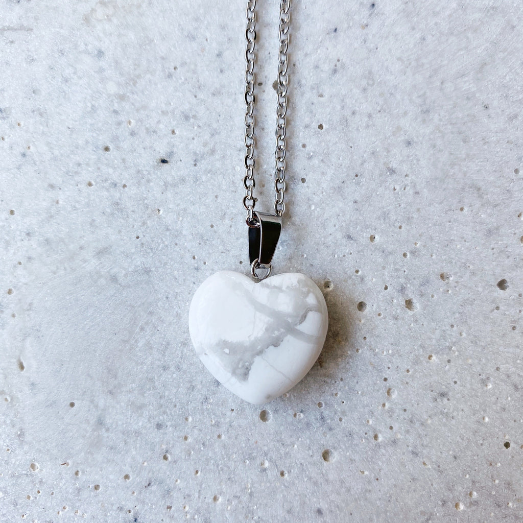 Stone Heart Necklace - Howlite