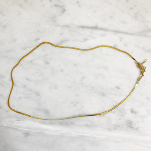 Tiny Herringbone Chain Necklace - Gold