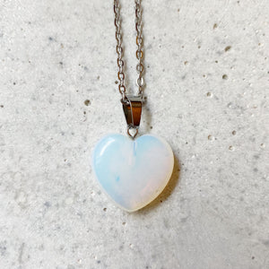 Stone Heart Necklace - Opalite