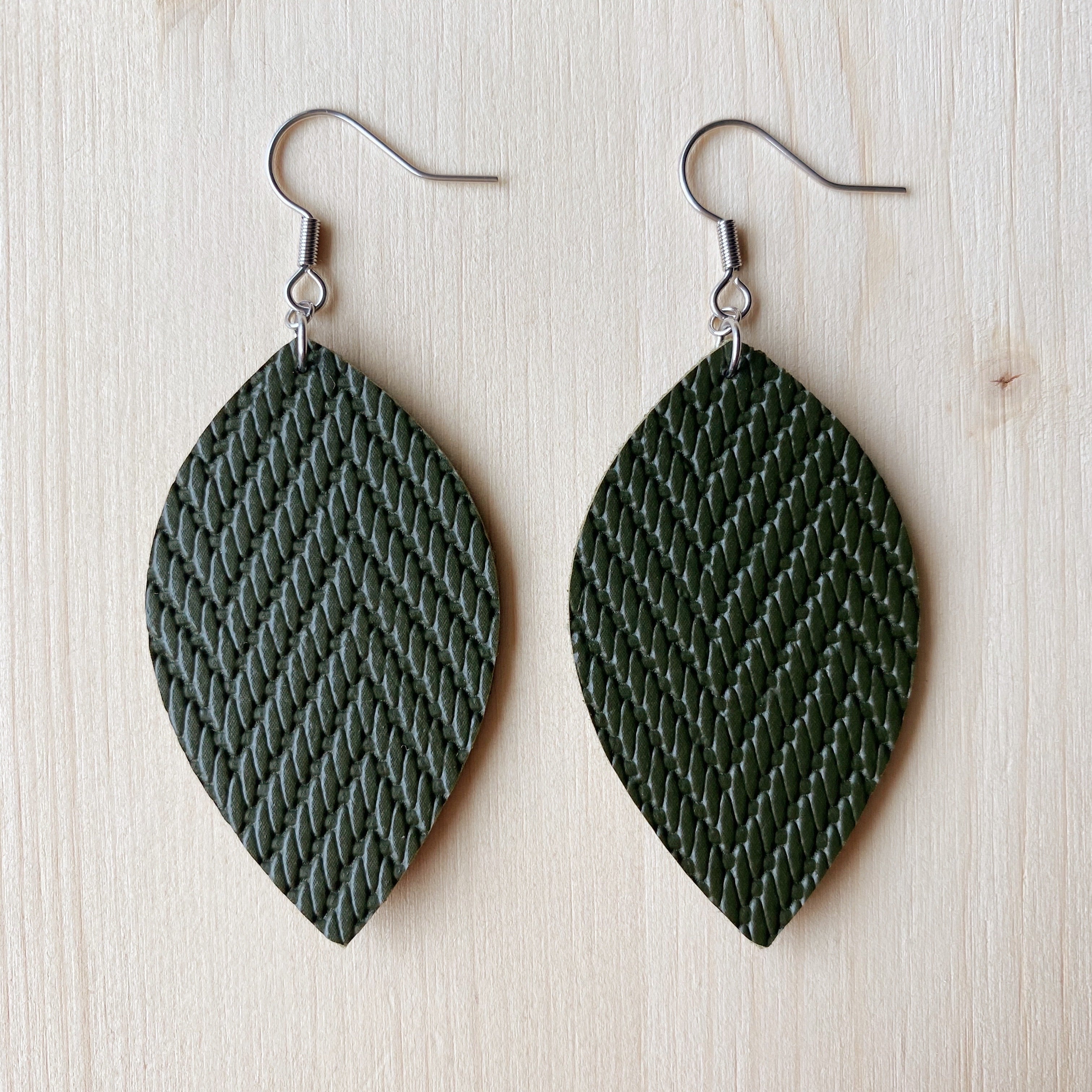 Leaf Earrings - Olive