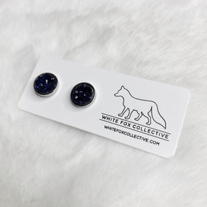 Faux Druzy Earrings - Sapphire