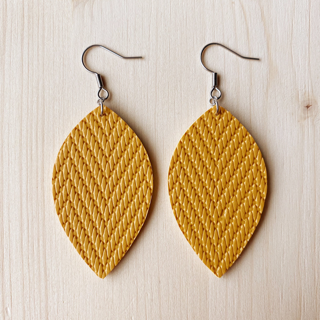 Leaf Earrings - Mustard
