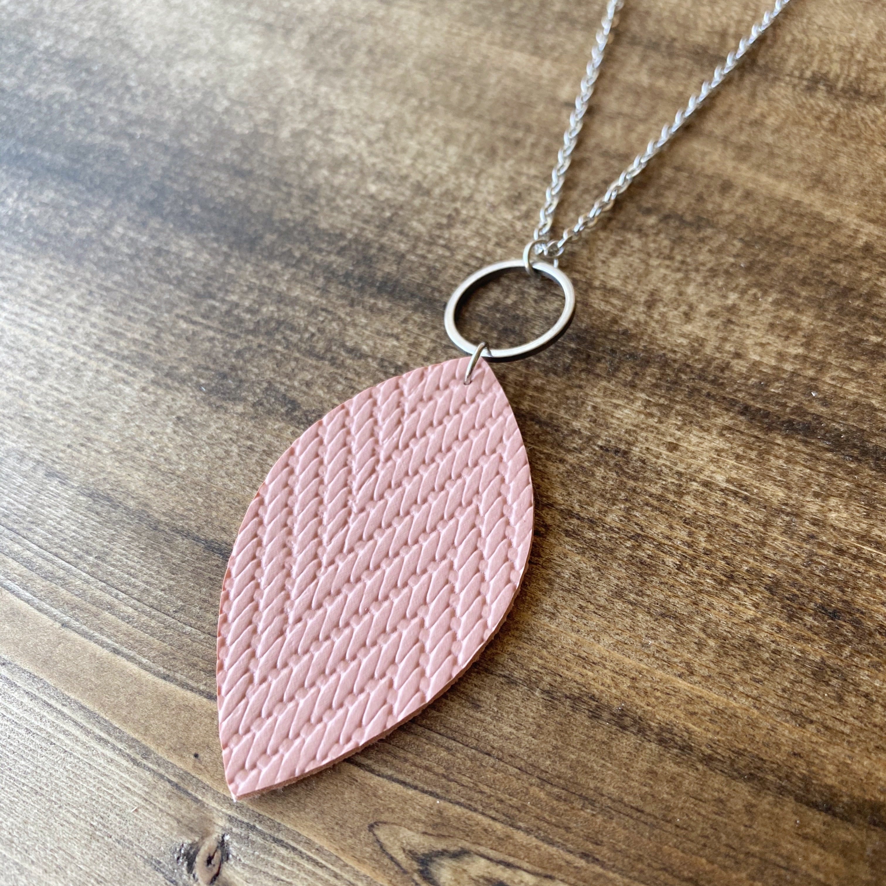 Leaf Necklace - Dusty Rose