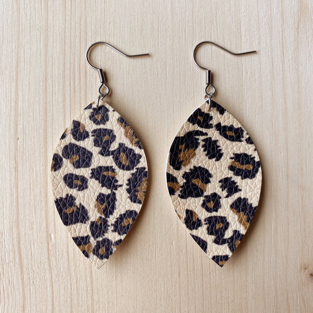 Leaf Earrings - Leopard