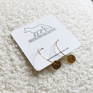 Tiny Coin Hoop Earrings - Gold