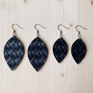 Leaf Earrings - Black Weave