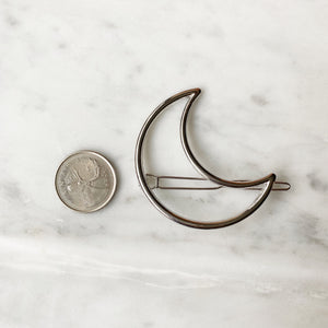 Crescent Moon Hair Clip - Silver