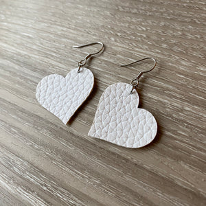 Heart Earrings - White