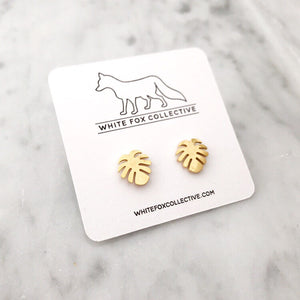 Monstera Leaf Earrings - Gold