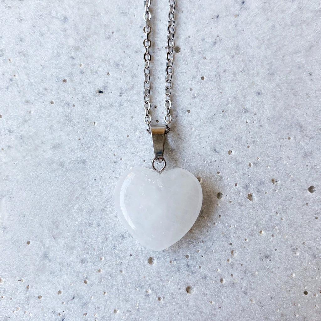 Stone Heart Necklace - Quartz