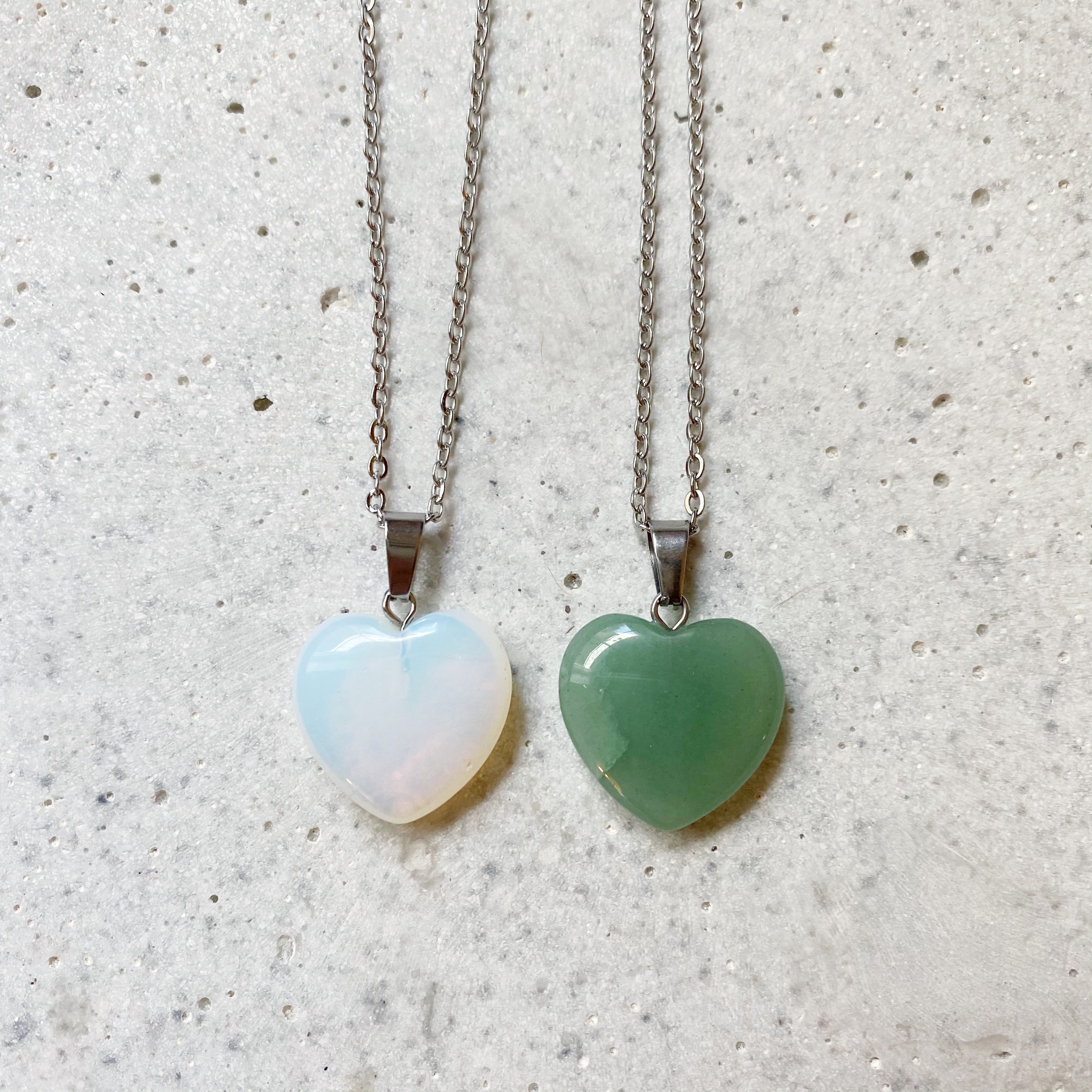 Stone Heart Necklace - Opalite