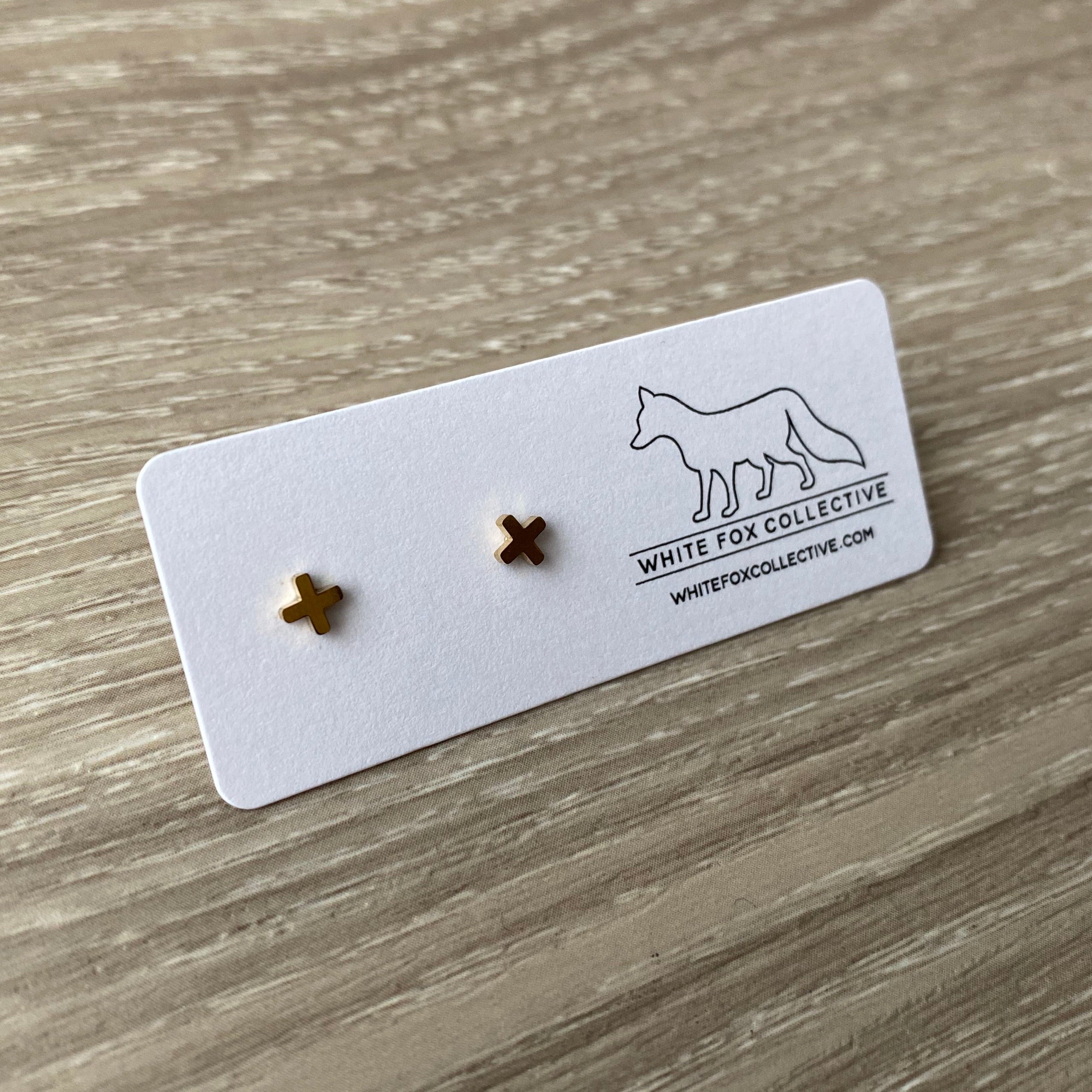 Tiny Cross Earrings - Gold