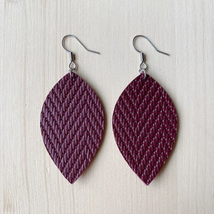 Leaf Earrings - Merlot