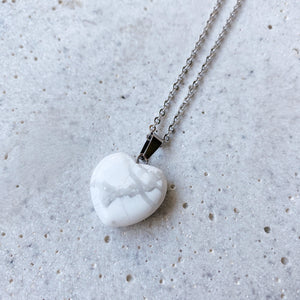Stone Heart Necklace - Howlite