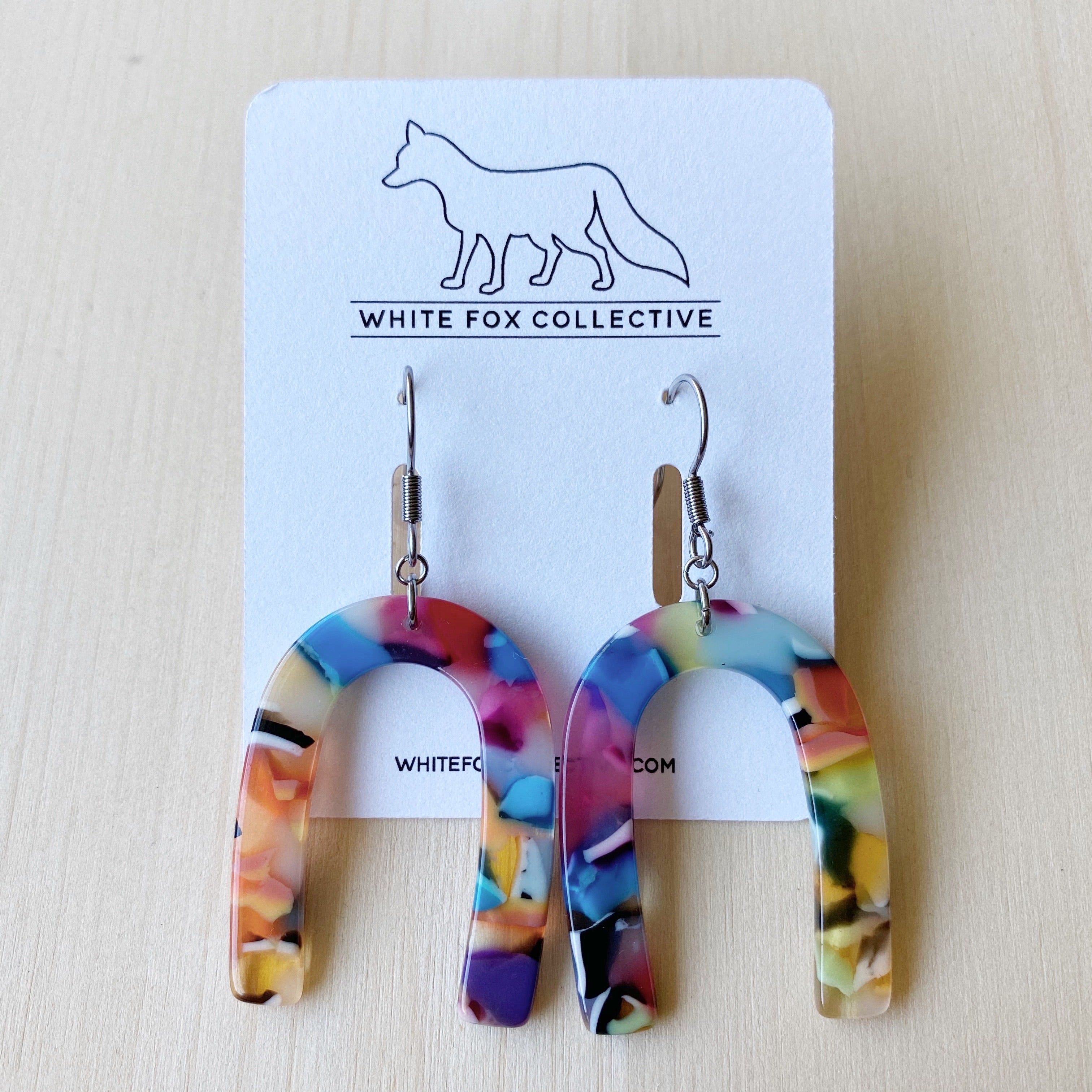 Horseshoe Acetate Earrings - Multicolour