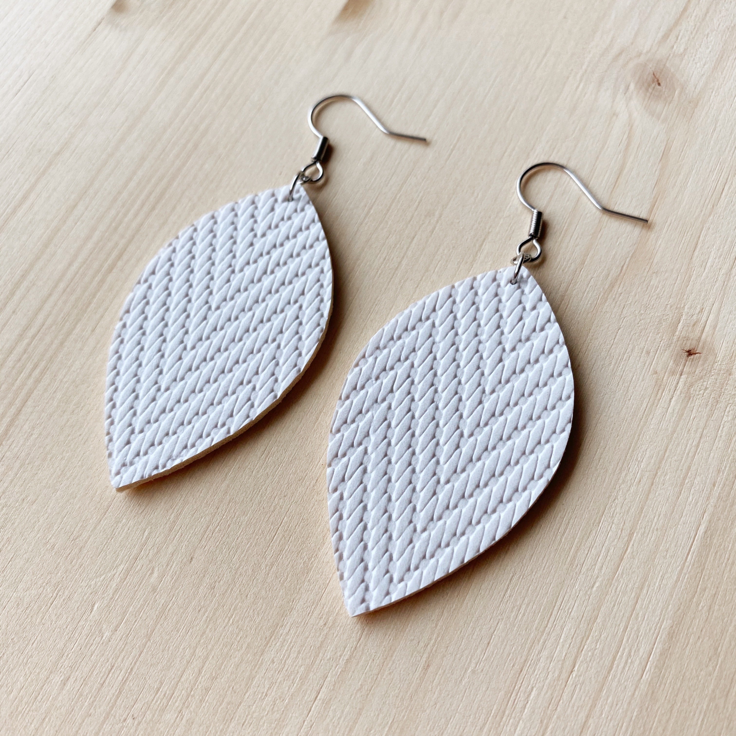 Leaf Earrings - White