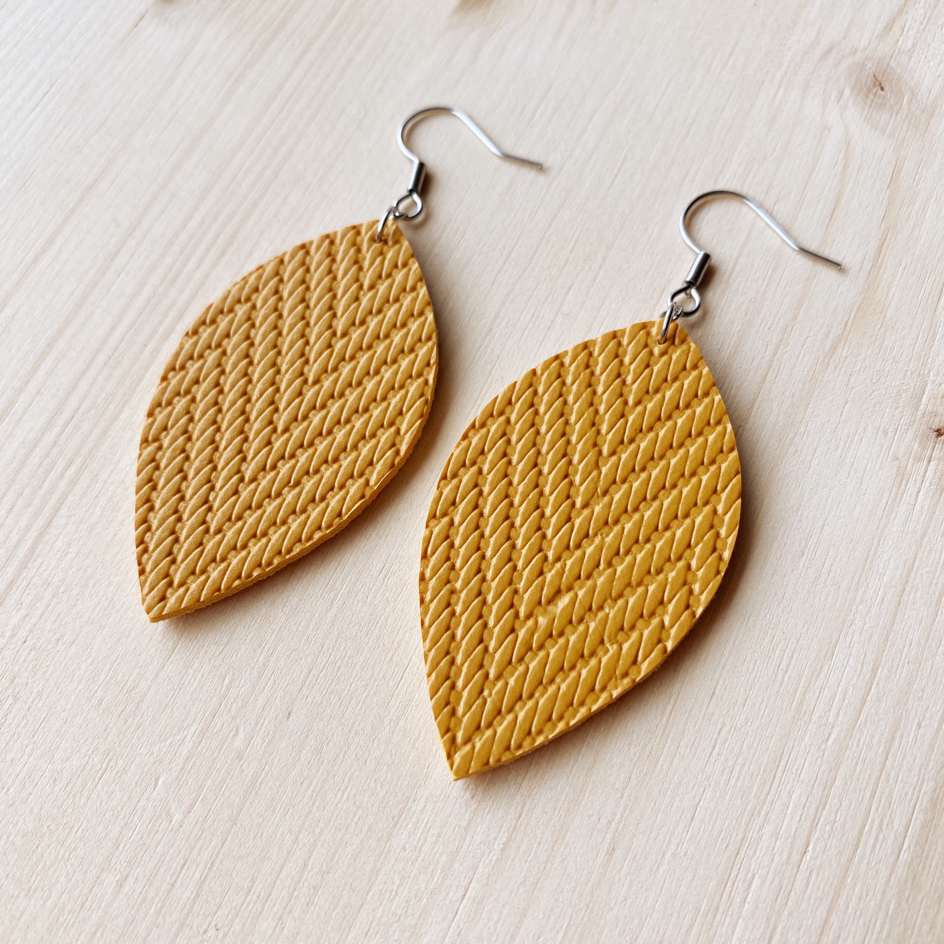 Leaf Earrings - Mustard