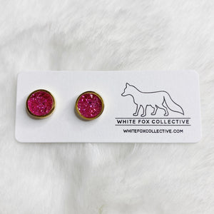 Faux Druzy Earrings - Malibu Pink
