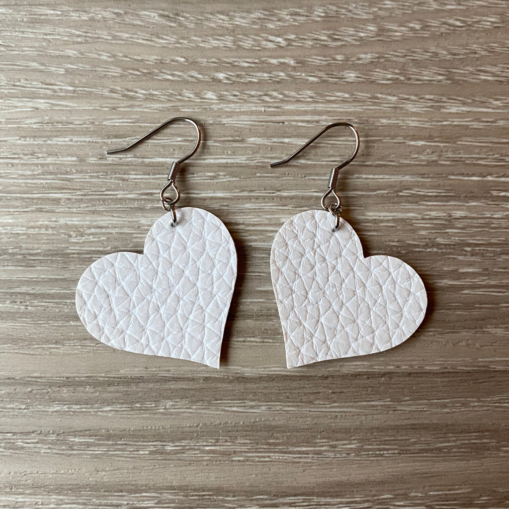 Heart Earrings - White