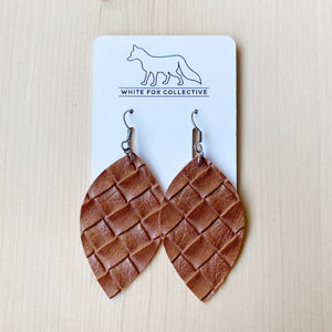 Leaf Earrings - Caramel Weave