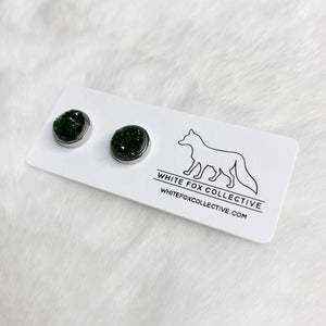 Faux Druzy Earrings - Emerald