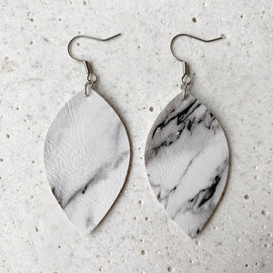 Leaf Earrings - Grey Marble
