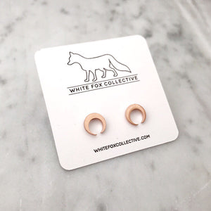 Crescent Moon Earrings - Rose Gold