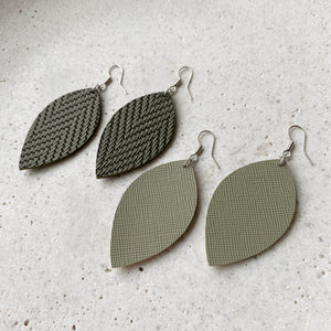 Leaf Earrings - Olive