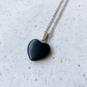 Stone Heart Necklace - Obsidian