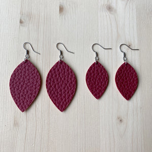 Leaf Earrings - Wine