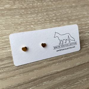 Tiny Heart Earrings - Gold