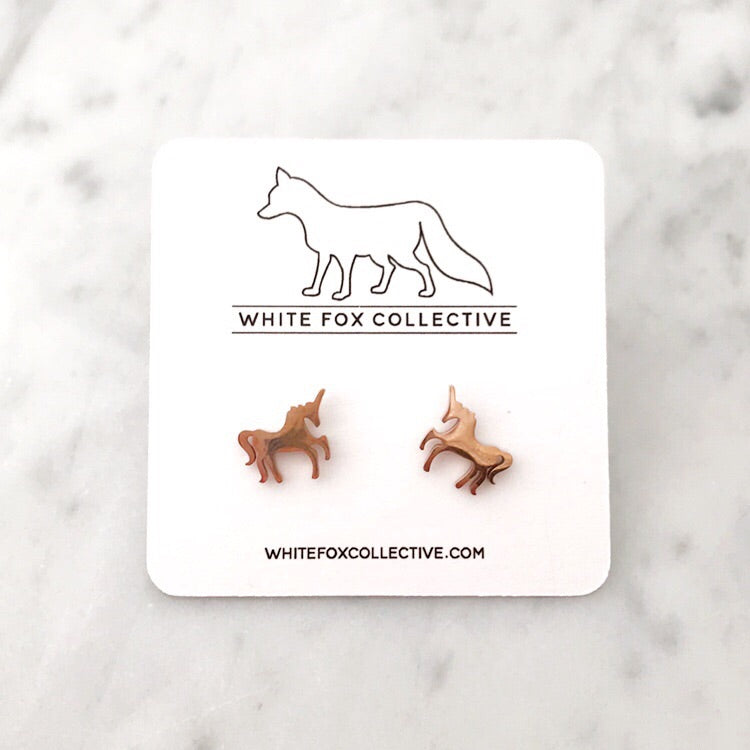 Unicorn Earrings - Rose Gold