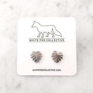 Monstera Leaf Earrings - Silver