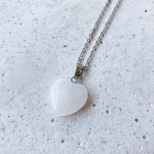 Stone Heart Necklace - Quartz