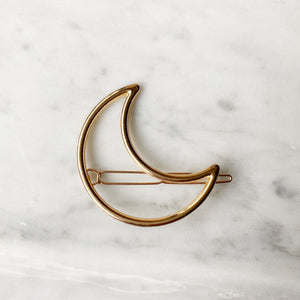 Crescent Moon Hair Clip - Gold
